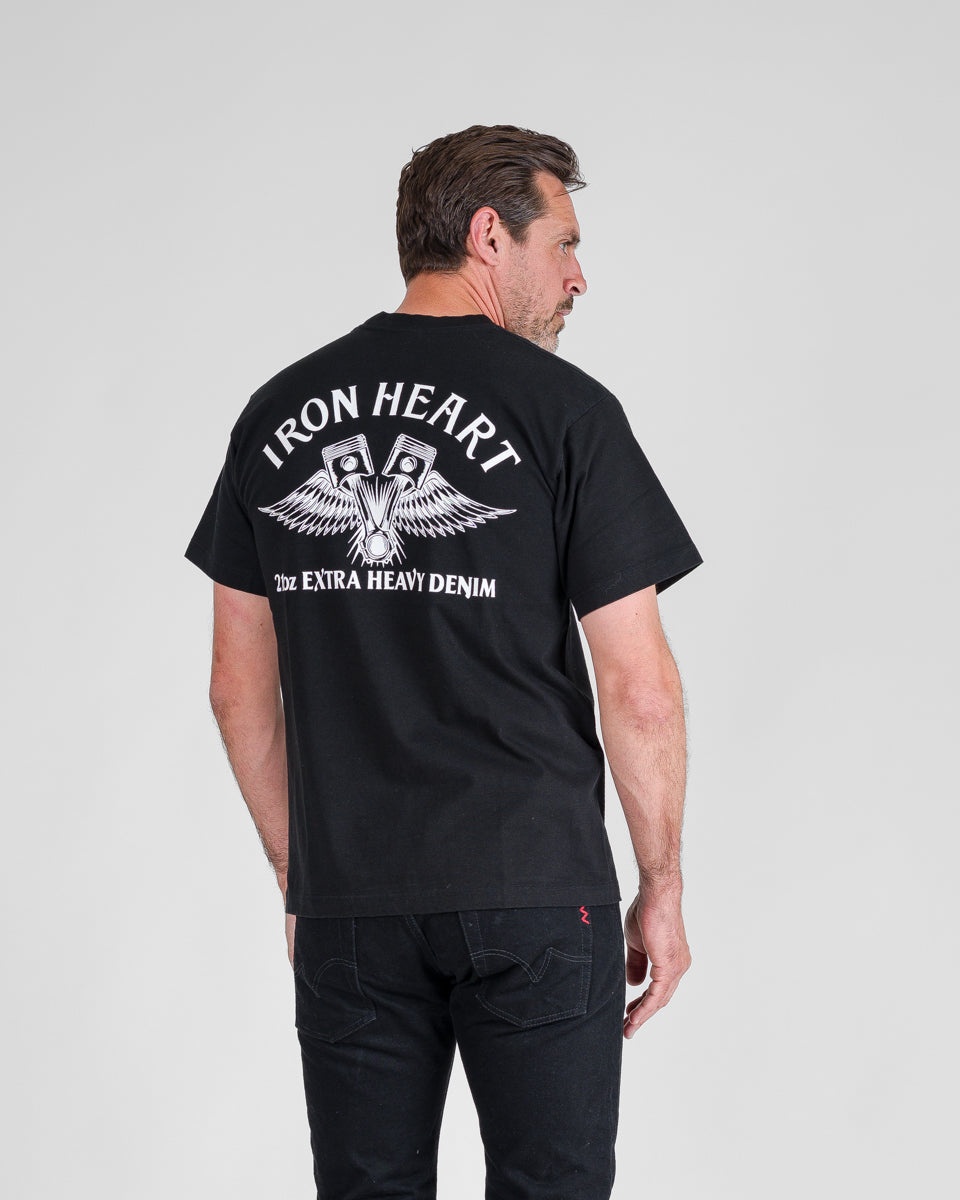 7.5OZ PRINTED LOOPWHEEL CREW NECK T-SHIRT - BLACK - 3