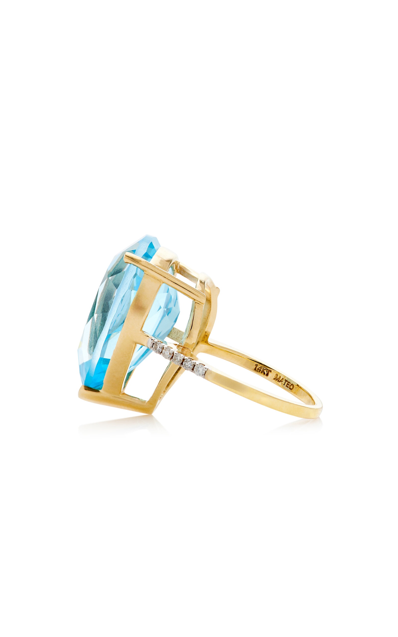 14K Yellow Gold Topaz Ring blue - 4
