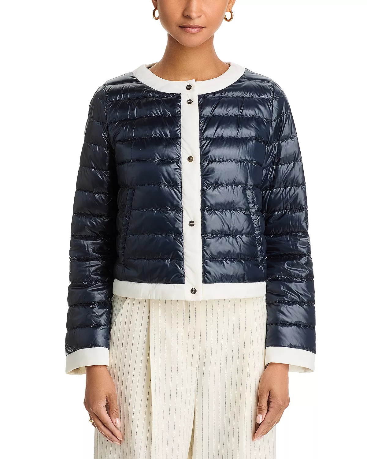 Matte Trim Quilted Short Jacket - 1