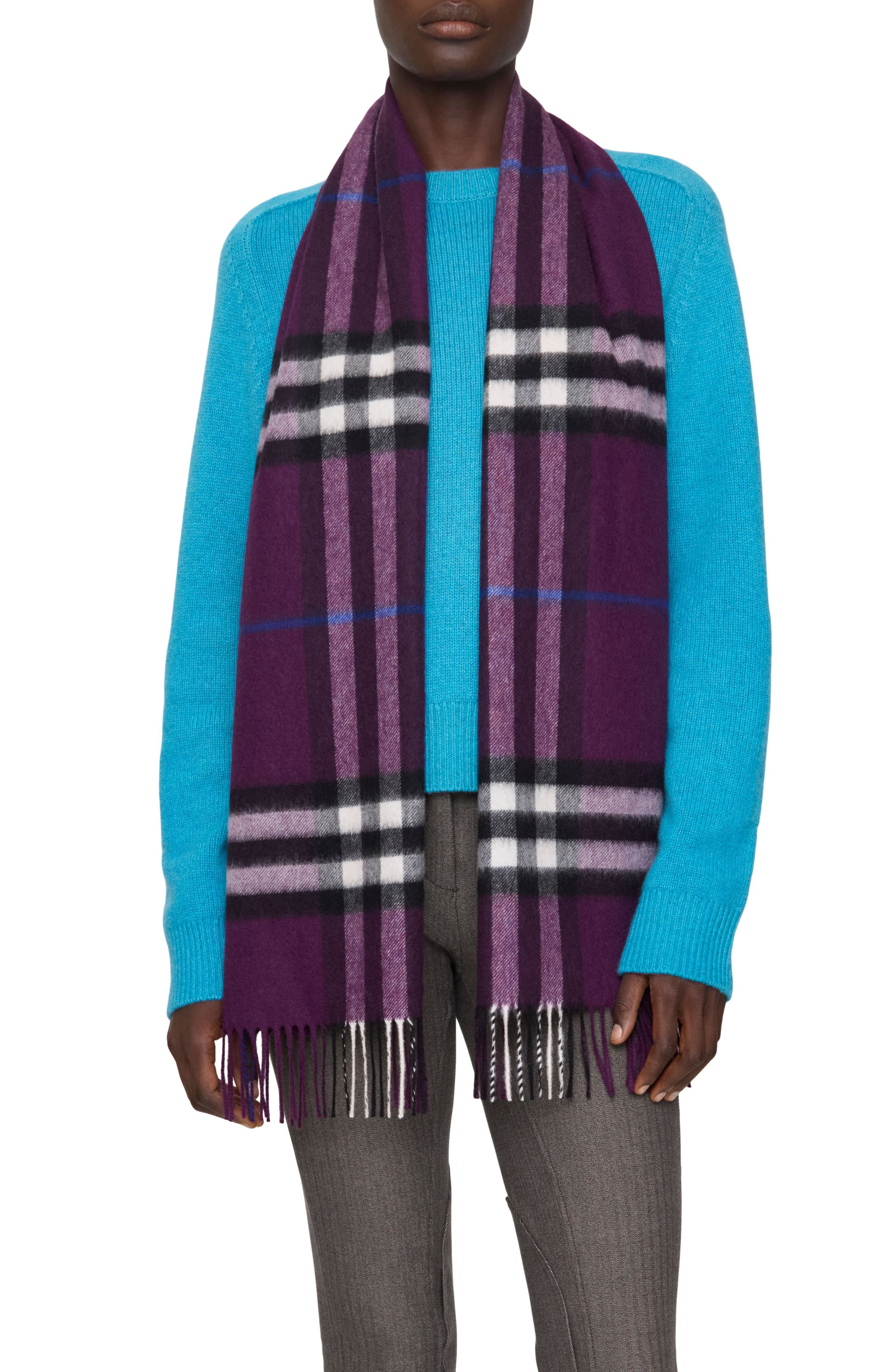 burberry Giant Check Cashmere Scarf in Pansy Purple at Nordstrom - 5