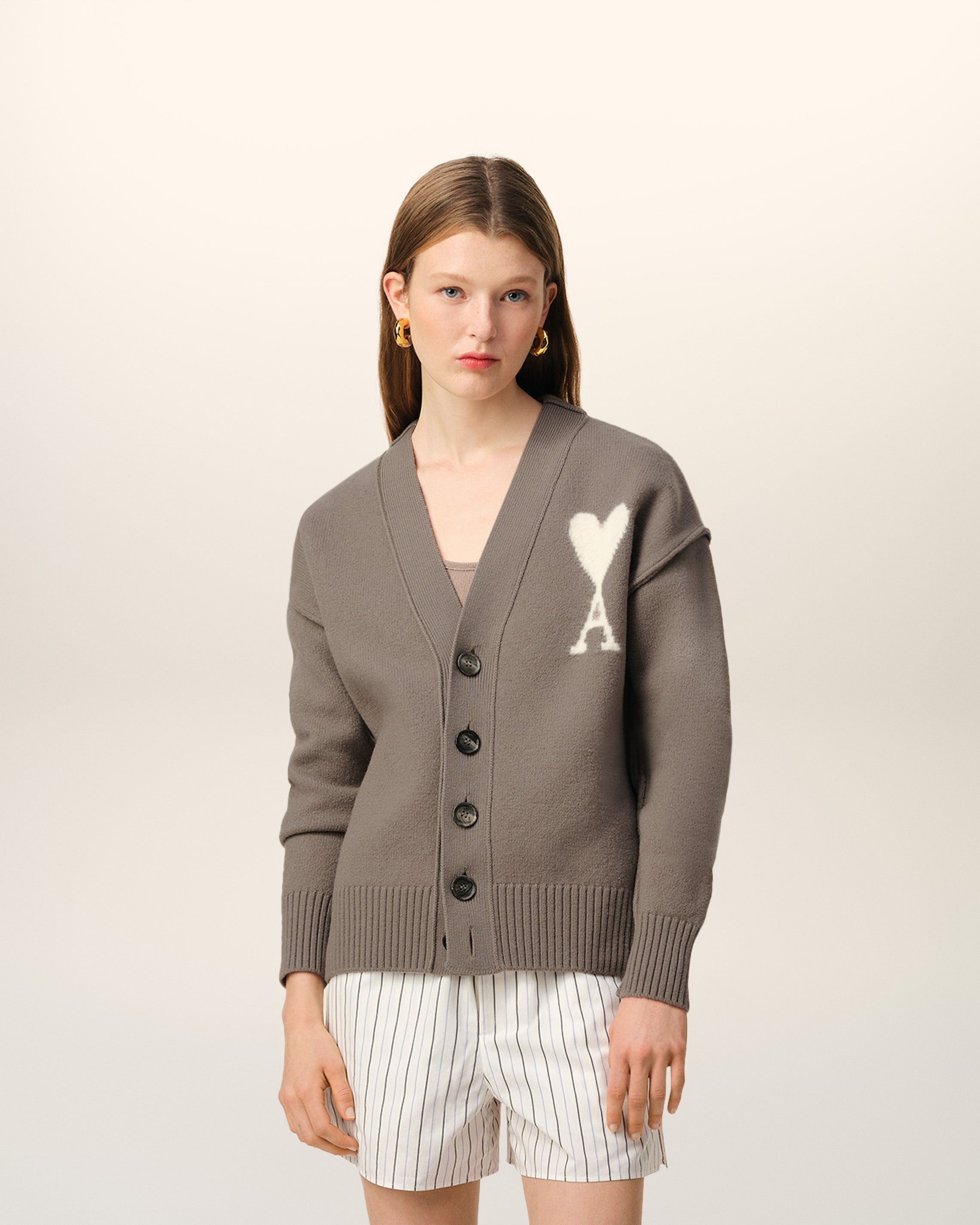 TAUPE WOOL AMI DE COEUR CARDIGAN - 1