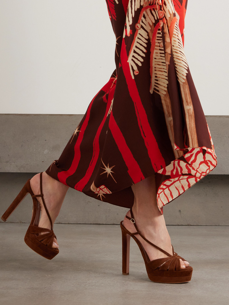 AQUAZZURA Aimée 130 Suede Platform Sandals outlook