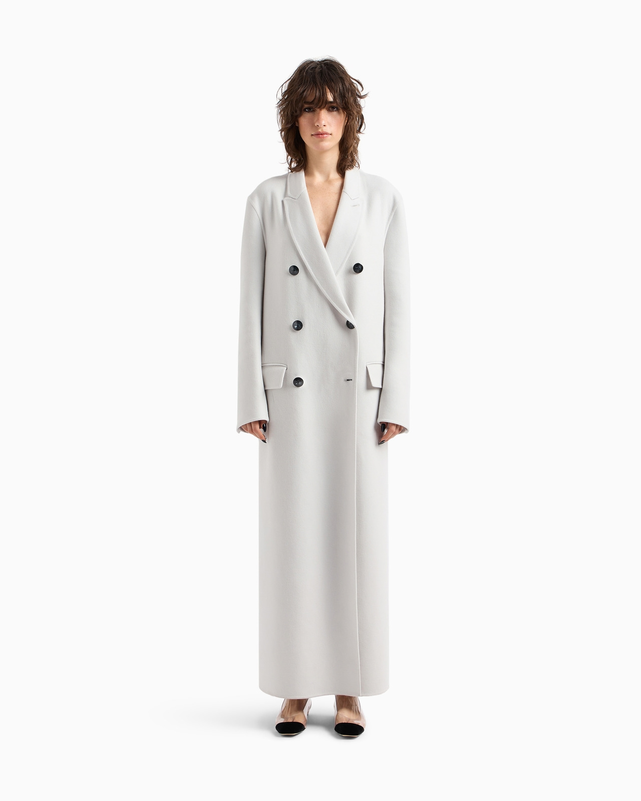 Double-breasted long coat in double cashmere - 4