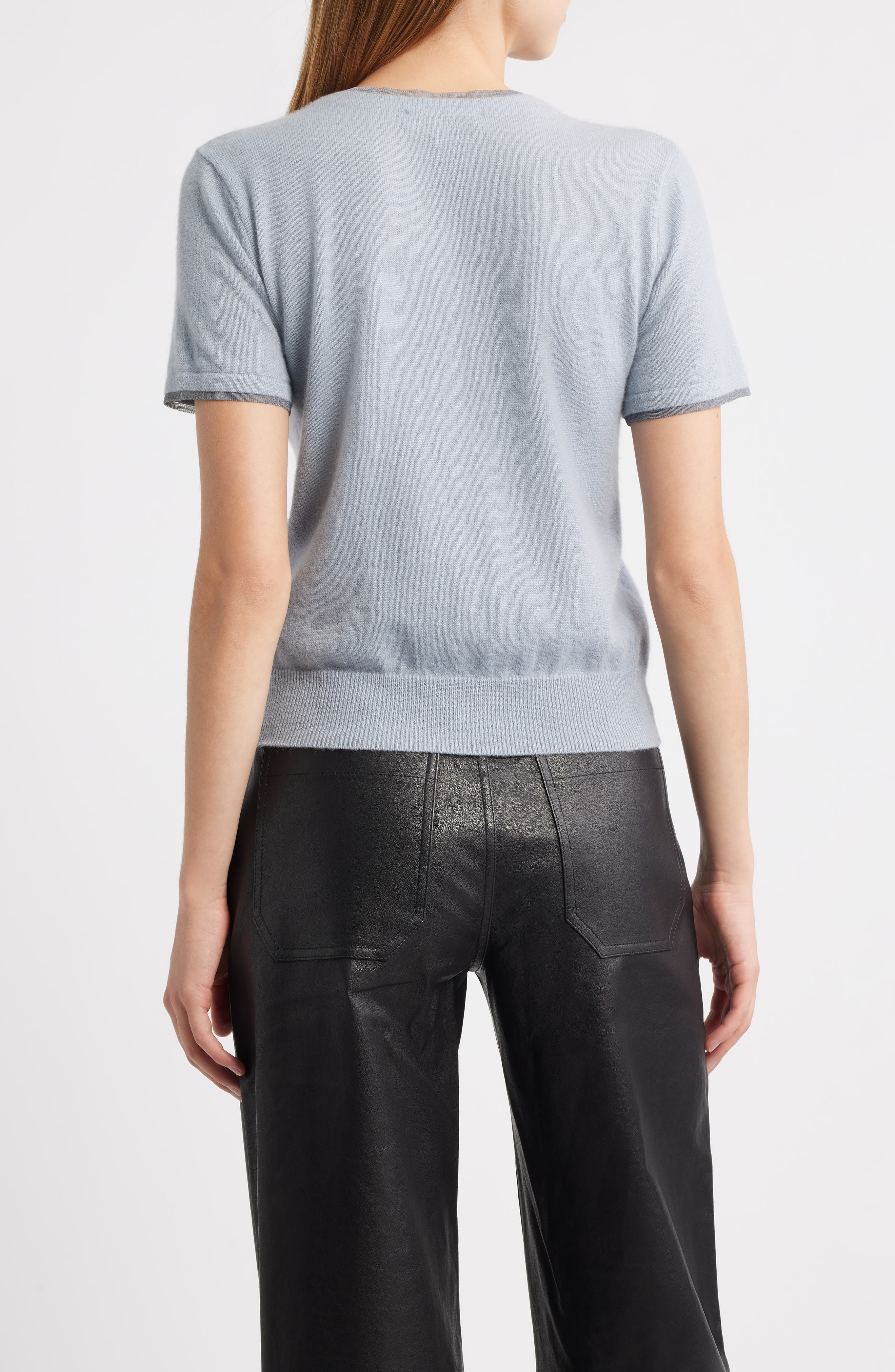 FRAME The Cashmere Mesh Trim Cardigan in Grey Blue at Nordstrom - 2
