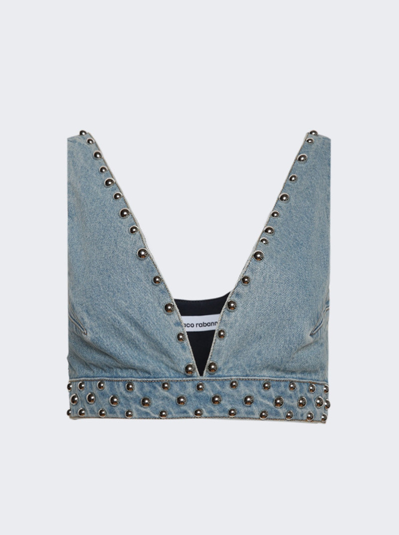 Studded Cropped Top Light Denim Blue 1