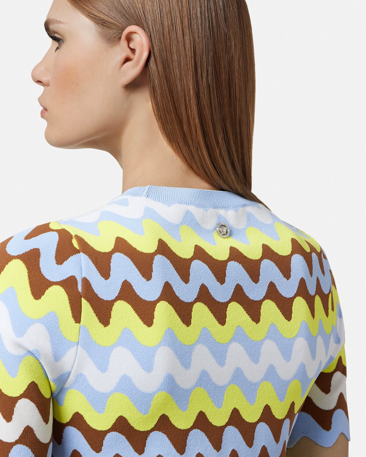 Wave Jacquard Knit Midi T-Shirt Dress - 6