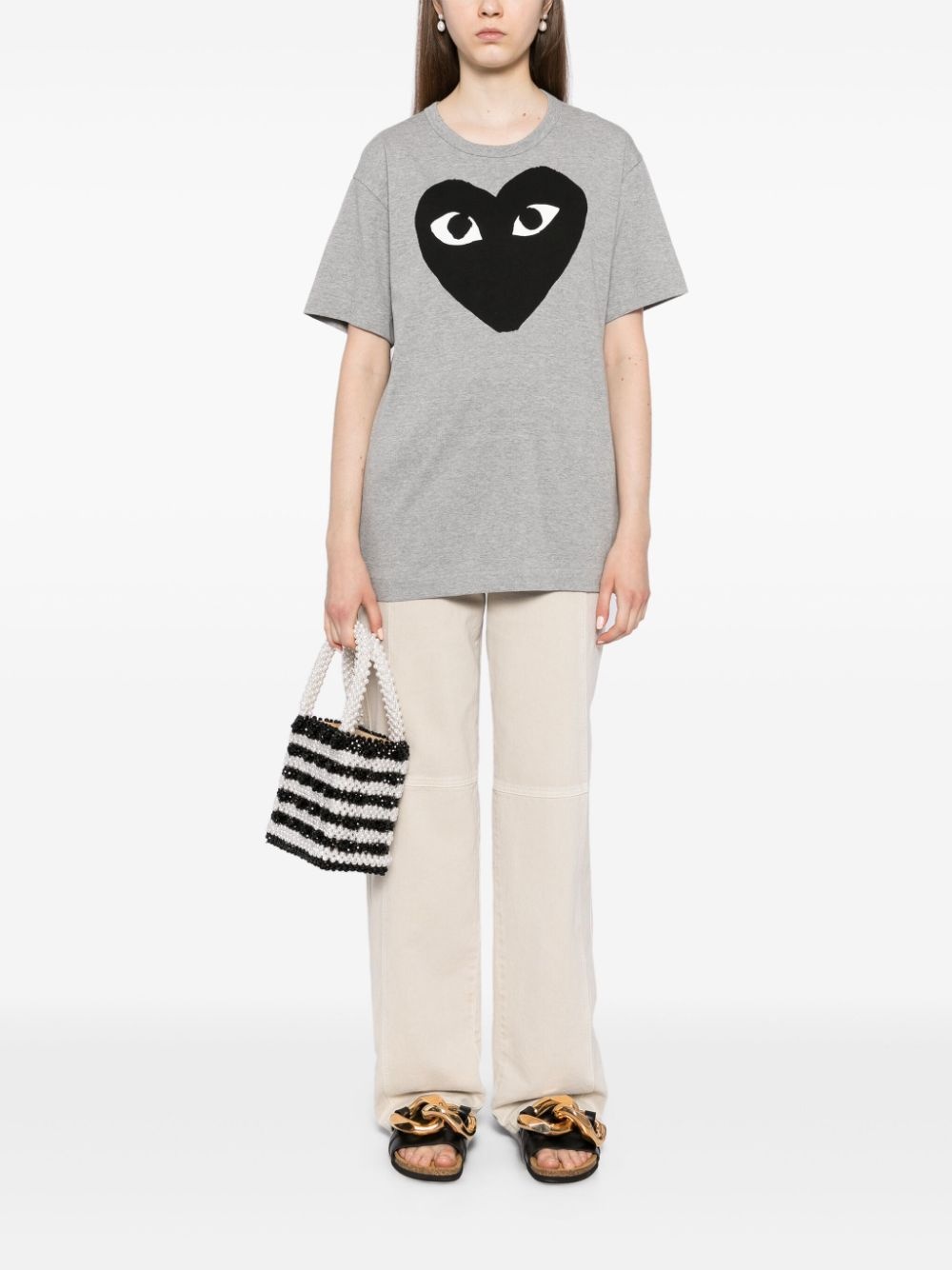 signature heart print cotton T-shirt - 3