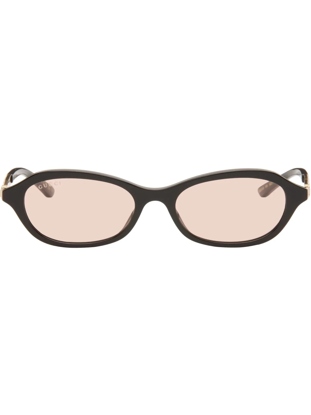 Black Oval-Frame Sunglasses - 1