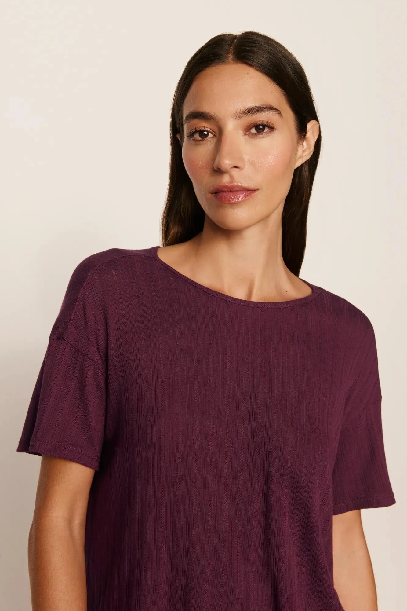 Pointelle Short Sleeve Tee - 1