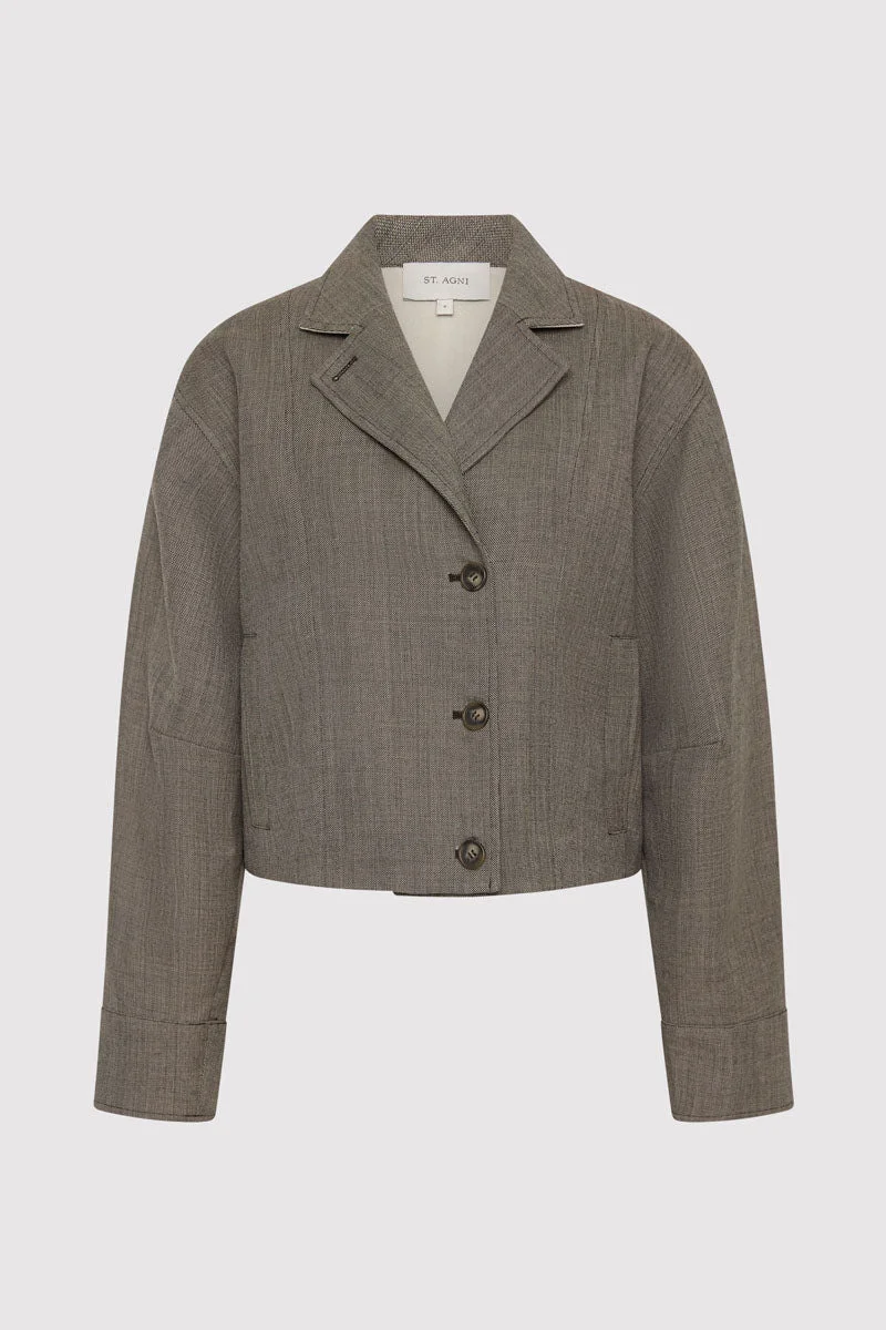 Wool Cocoon Bomber - Parquetry - 1