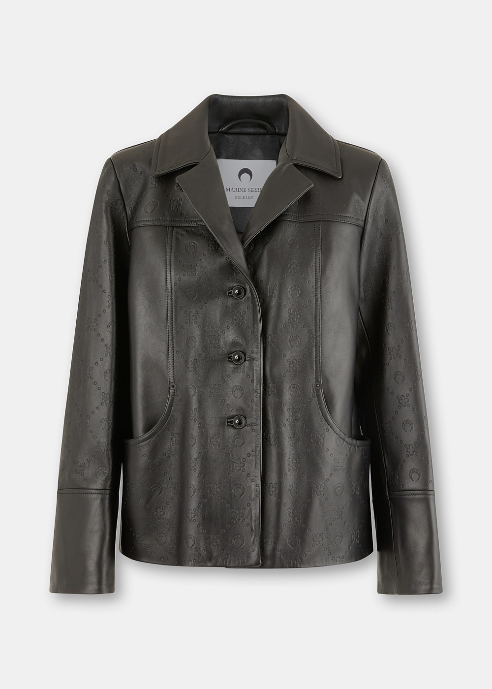 Black Moonogram Leather Jacket - 1