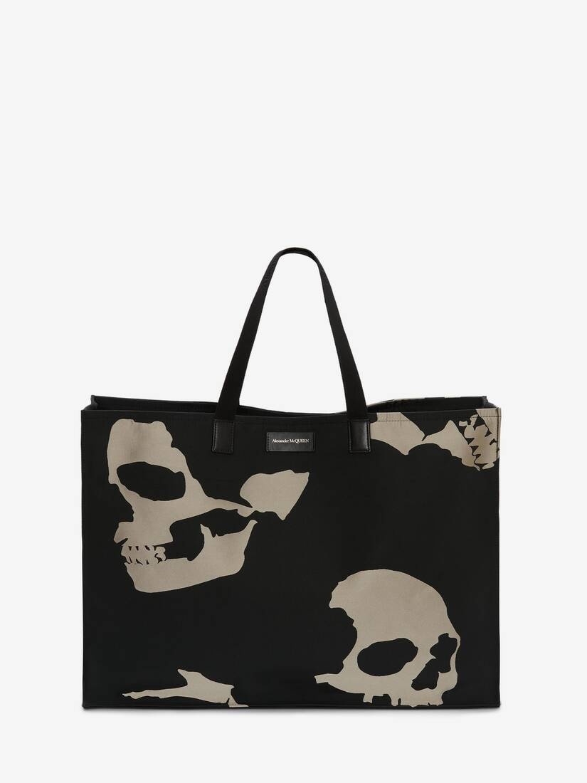Camouflage Skull East West Tote in Black/off White - 1