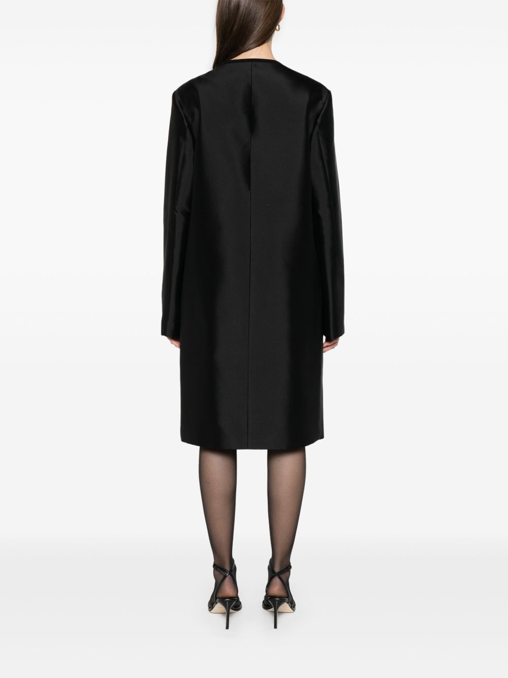 collarless silk coat - 4