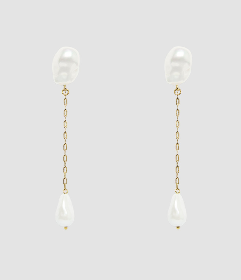 ANTIQUE GOLD PEARL LONG EARRINGS 1