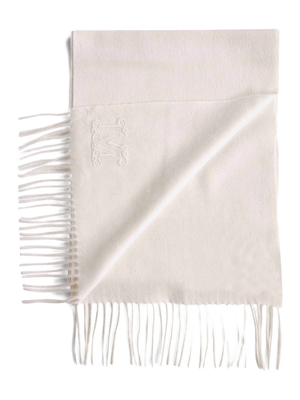 embroidered-logo fringe scarf - 2