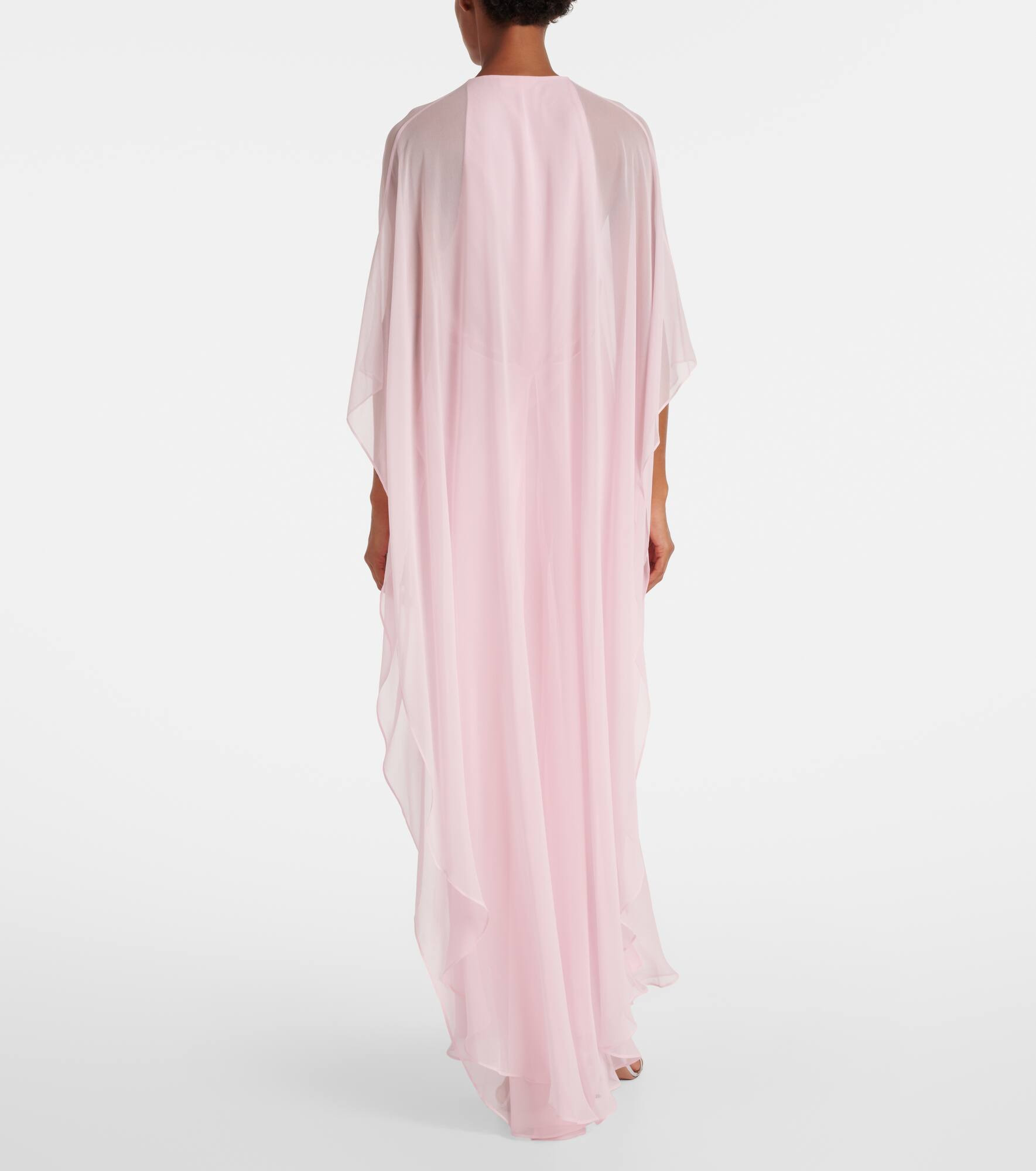 Caped silk chiffon gown - 3
