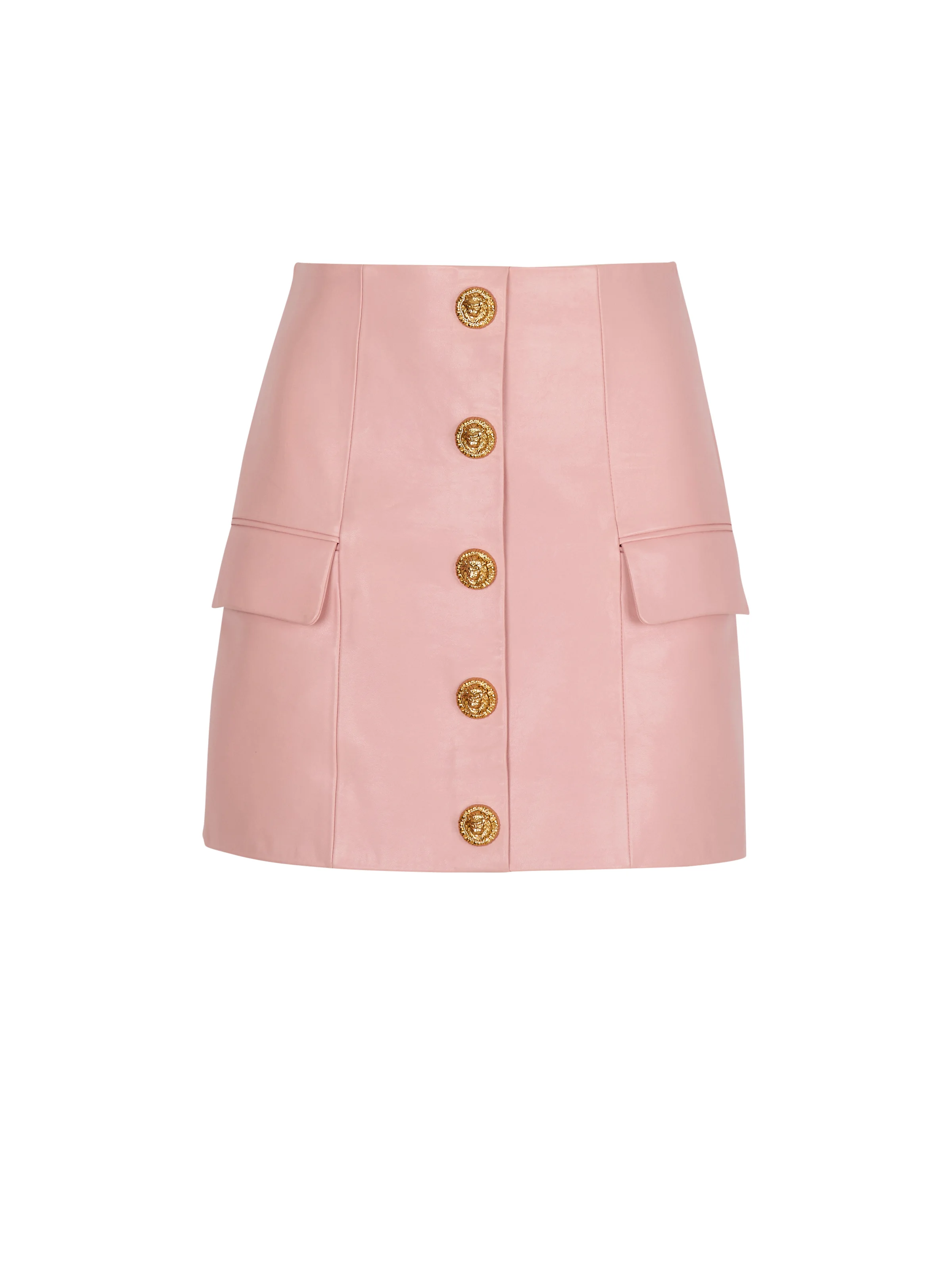 Short lambskin skirt with buttons - 1