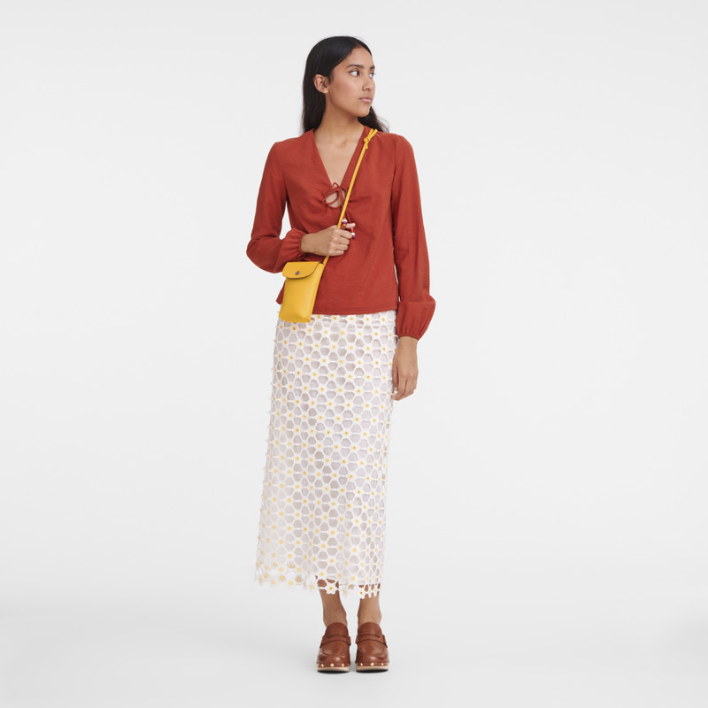 Longchamp Le Pliage Xtra Phone case with leather lace Apricot - Leather outlook