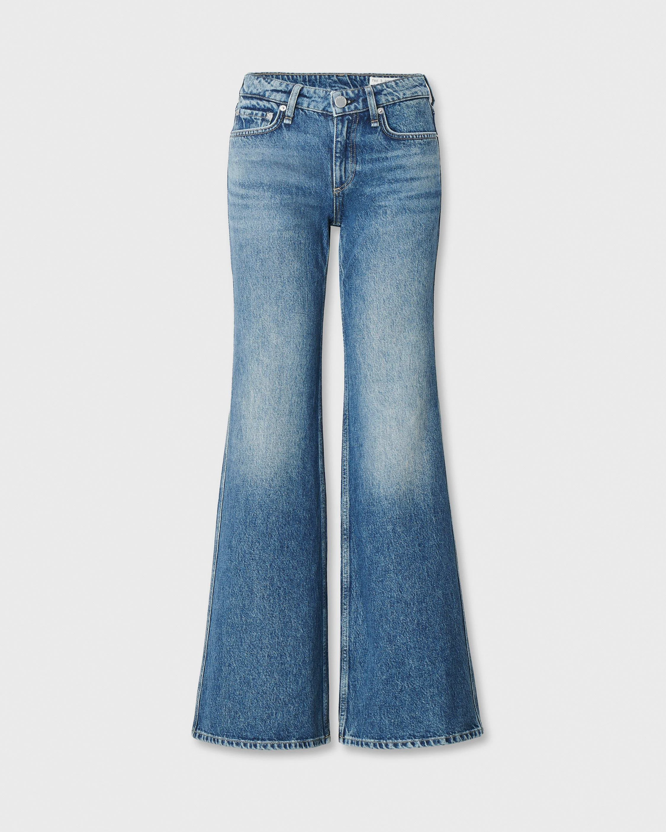 Josie Relaxed Flare Jean Low-Rise in Lightweight Rigid Denim - 1