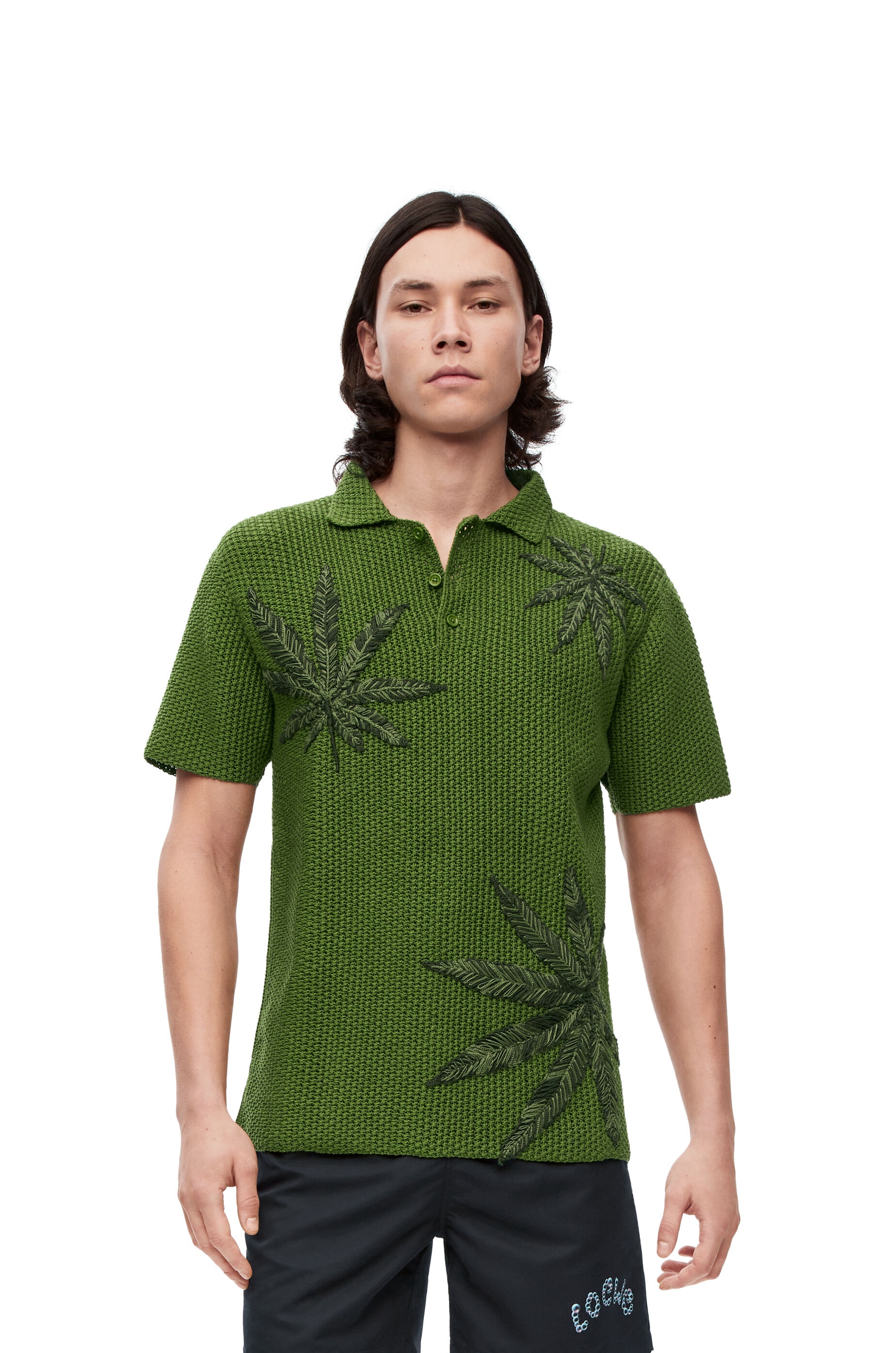 Leaf patch polo top in cotton - 3