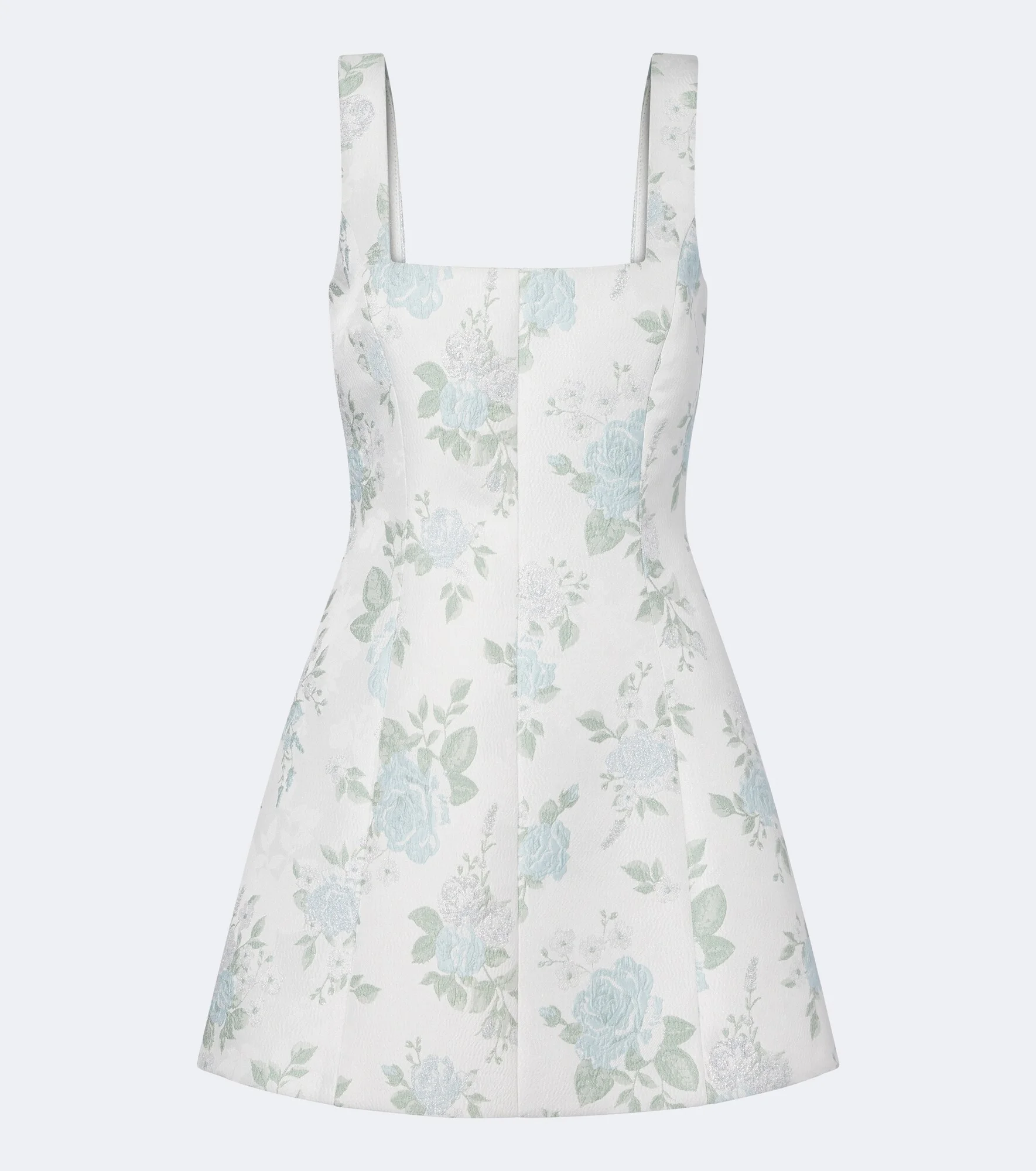 Floral lamé brocade minidress - 1