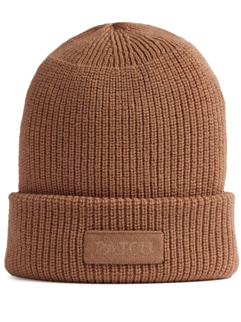 embroidered-logo beanie hat 1
