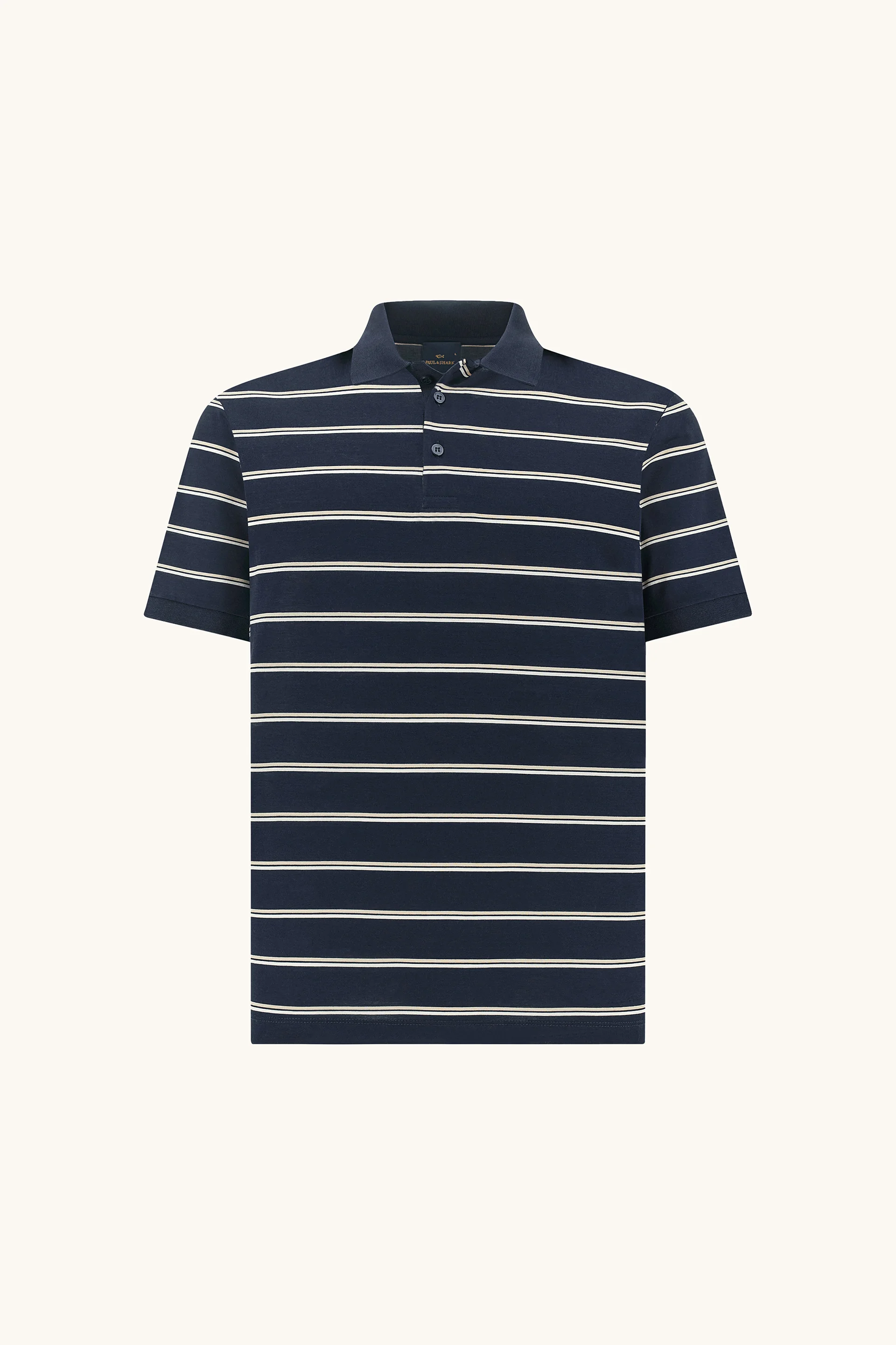 DOUBLE MERCERISED COTTON JERSEY POLO WITH STRIPED PATTERN - 1