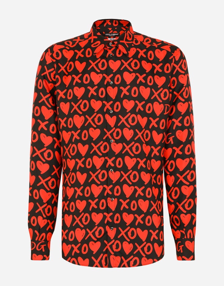 Silk Martini-fit shirt with DG heart print - 3