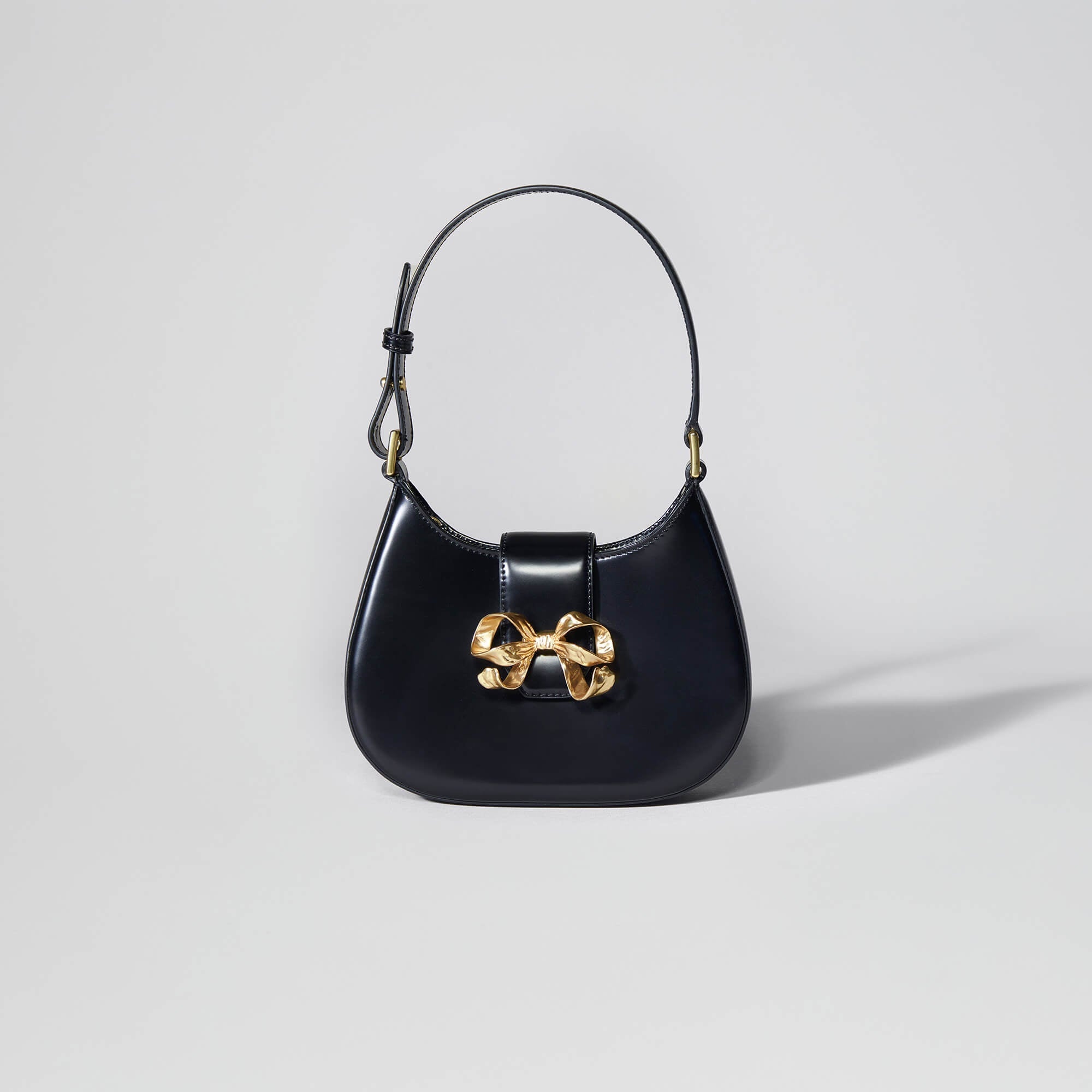 Black Crescent Bow Mini Shoulder Bag - 1