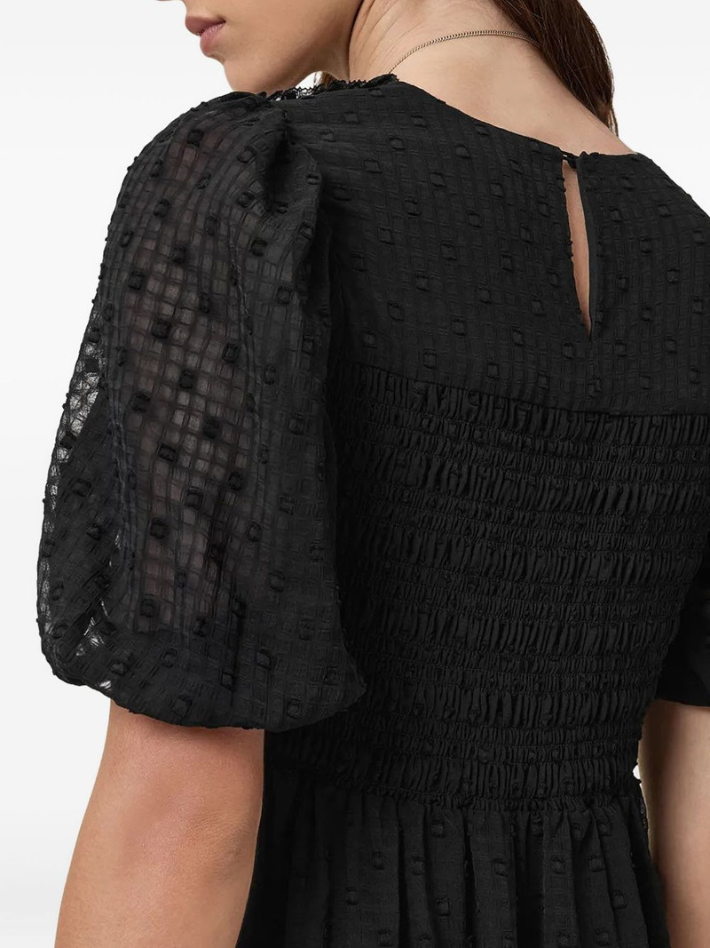 Serene puff-sleeve textured midi dress 3