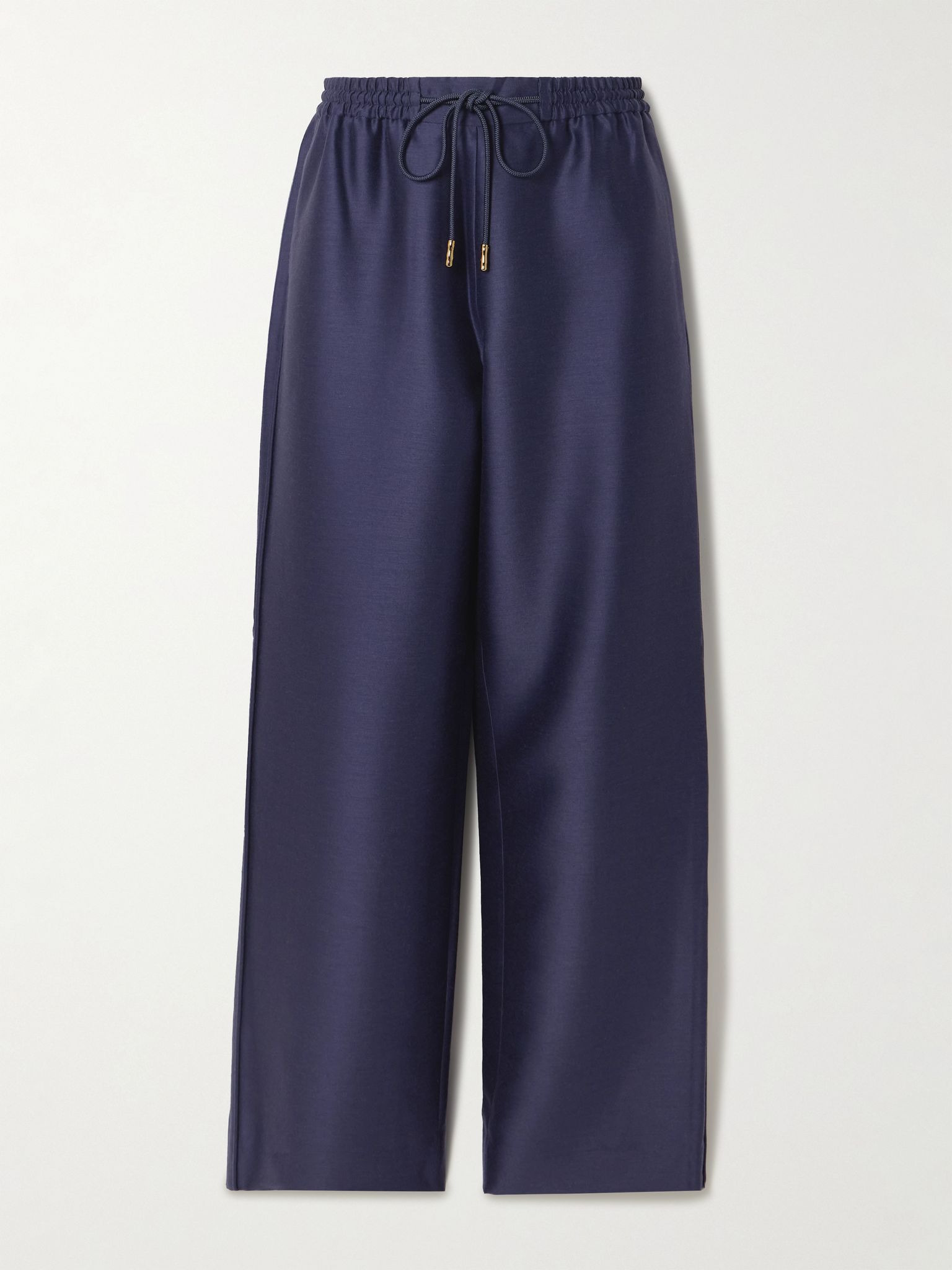 Wool and silk-blend wide-leg pants Indigo - 1