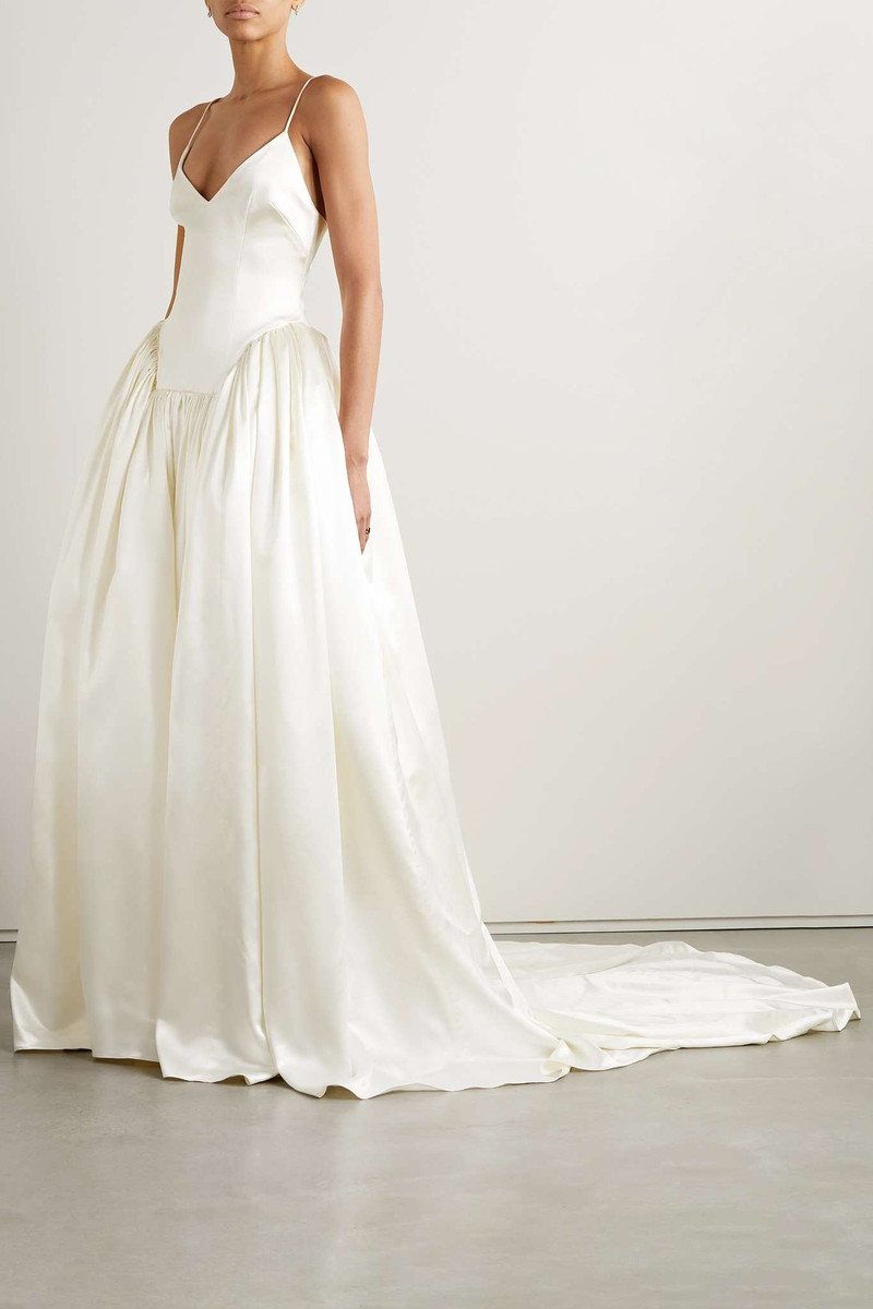 DANIELLE FRANKEL Nina pleated wool and silk-blend satin gown outlook