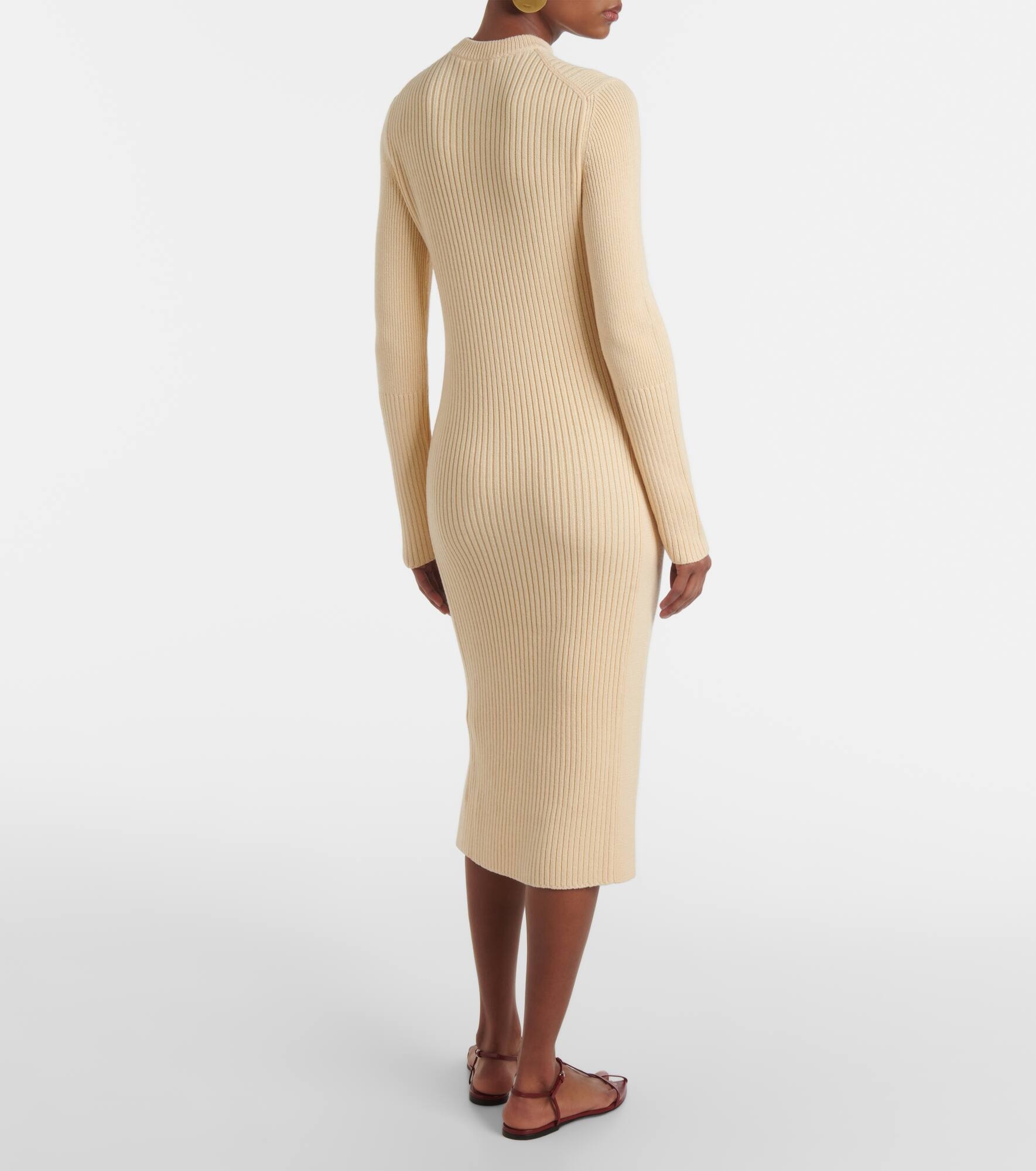 Wool and cotton midi dress - 3