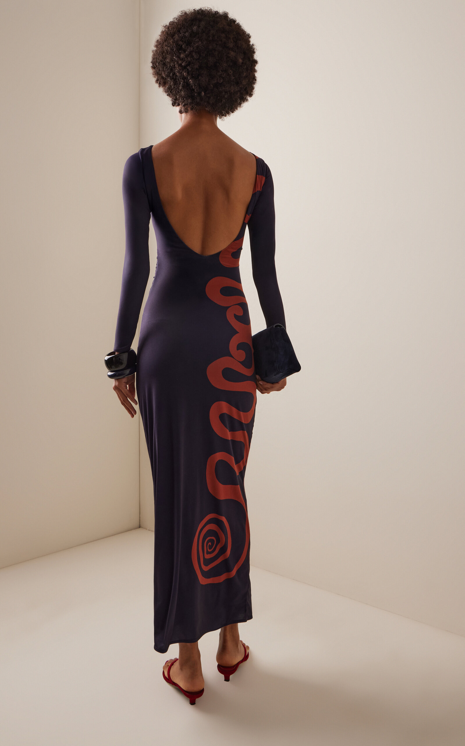 Exclusive Malaga Printed Jersey Maxi Dress navy - 4