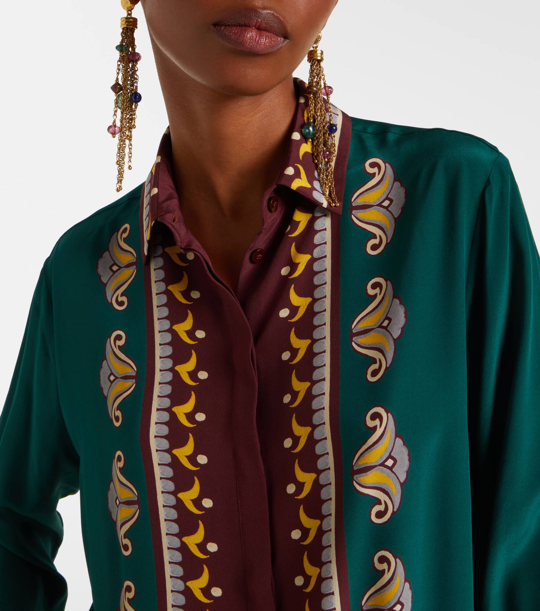 Printed oversized silk shirt - 4