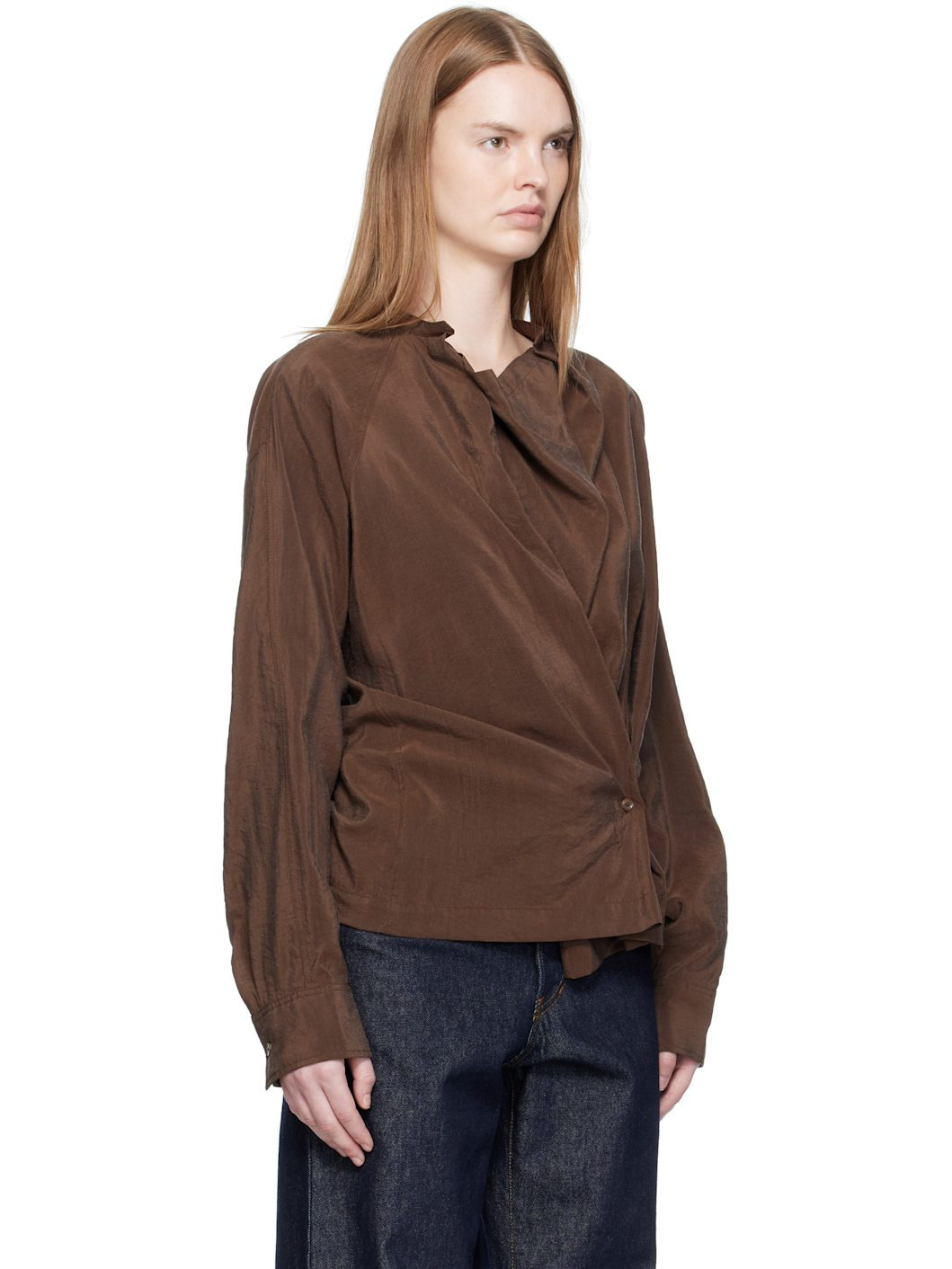 Brown Twisted Blouse - 2