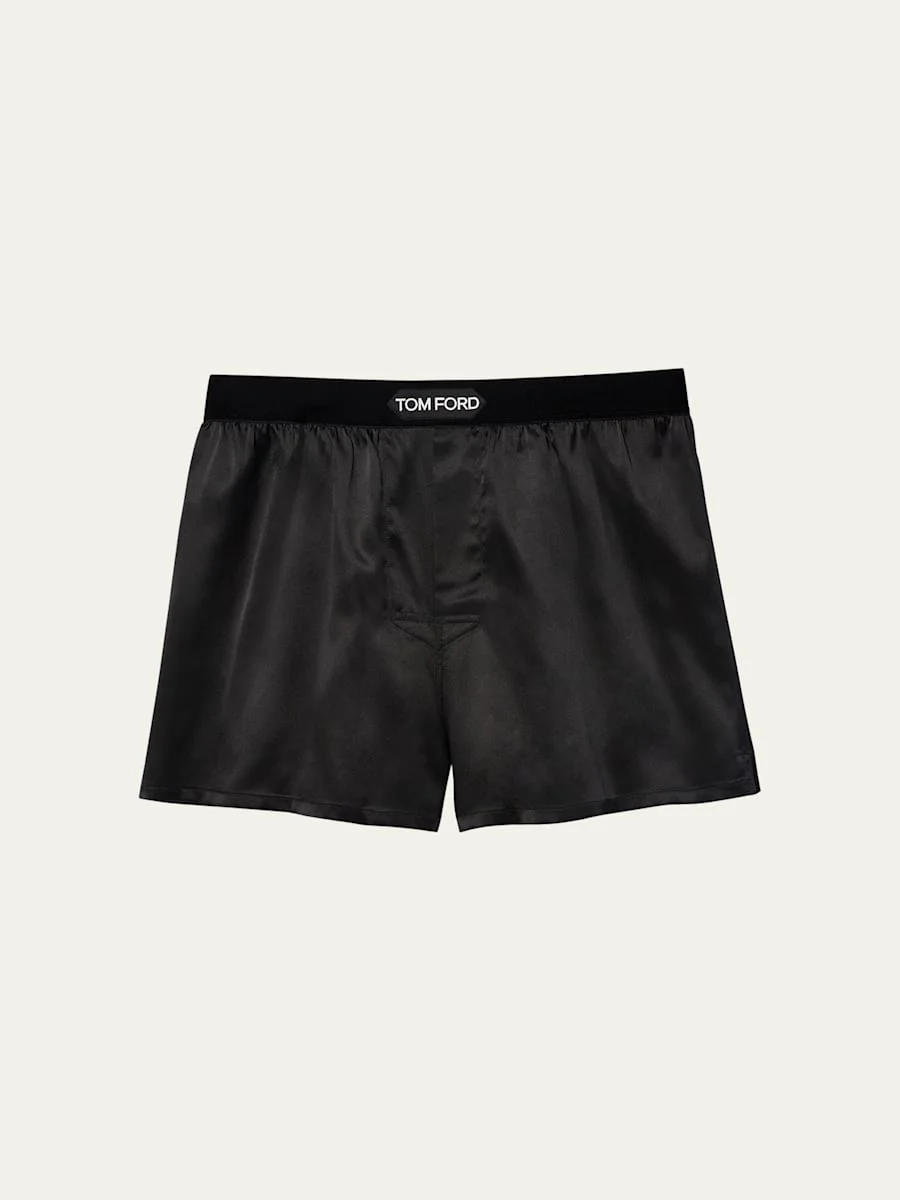 Men's Silk Jacquard Logo Boxers - 1