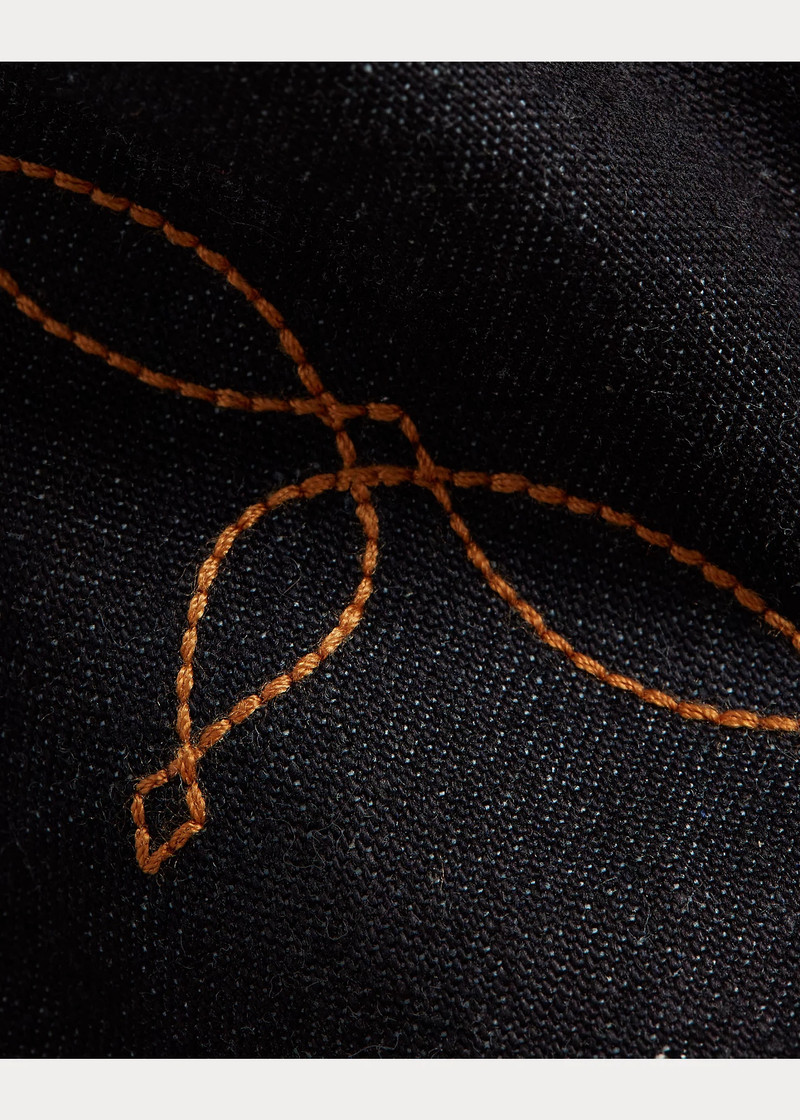 Handmade Leather-Trim Denim Tie 3