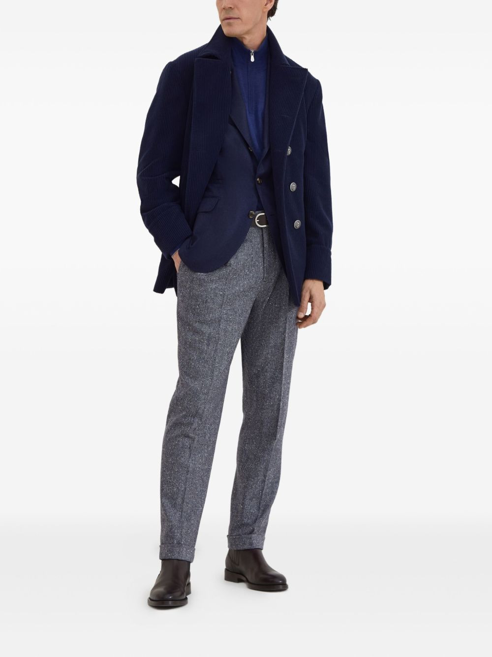 corduroy double-breasted jacket - 2
