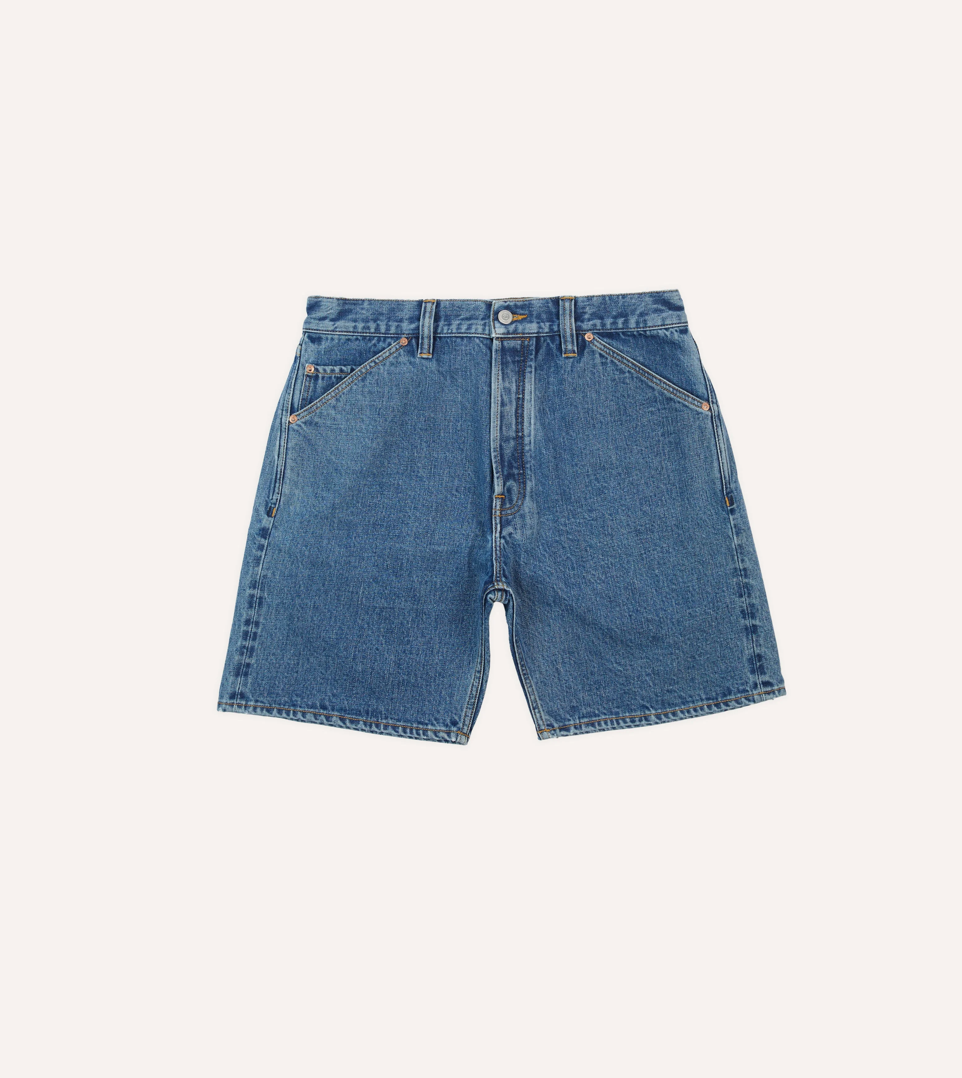 Stone Wash 12.7oz Selvedge Denim Five-Pocket Shorts - 1