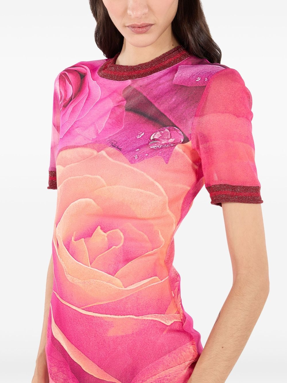 rose-print mini dress - 6