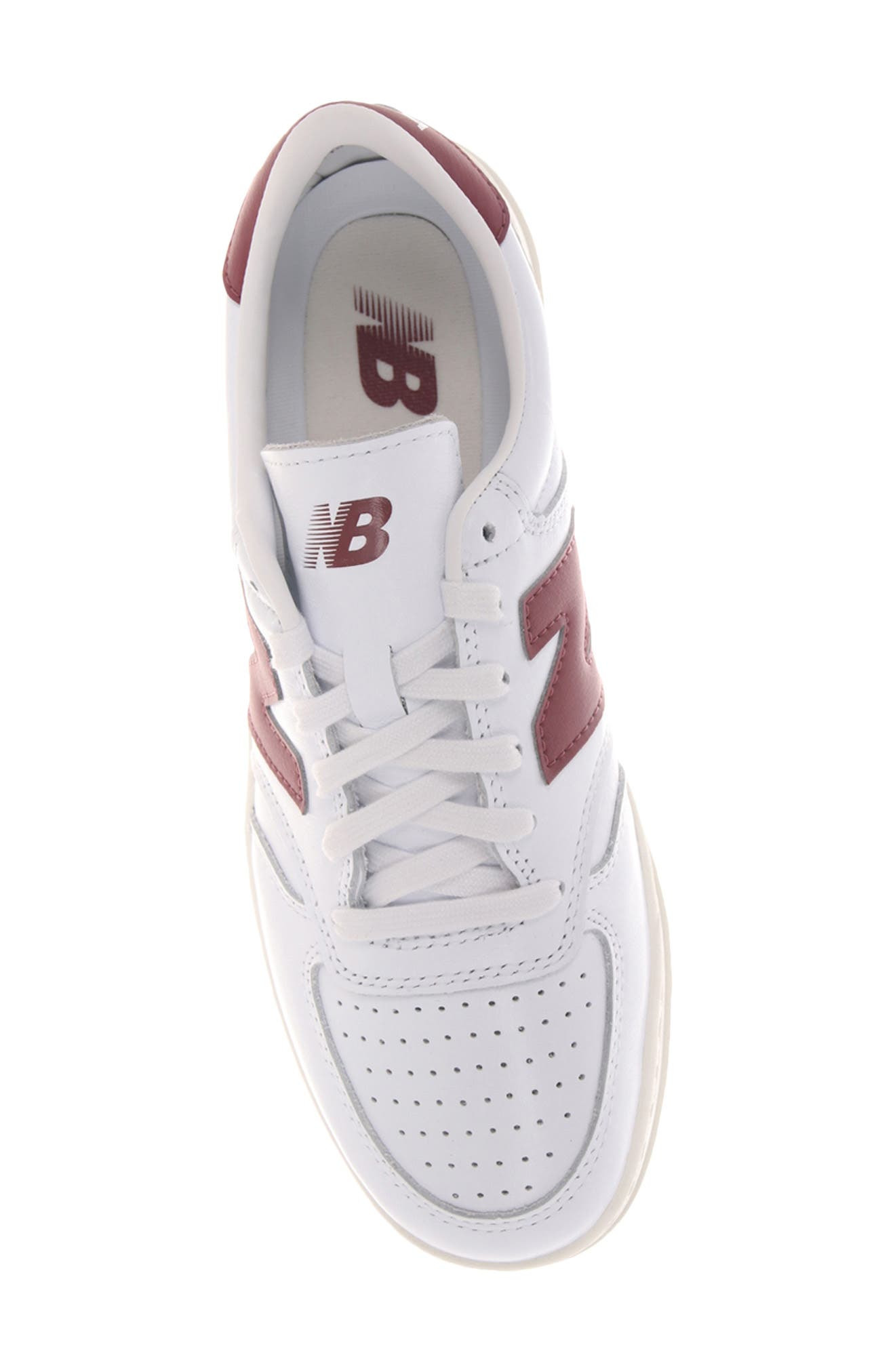New Balance T500 Tennis Sneaker in White/Washed Burgundy at Nordstrom - 3