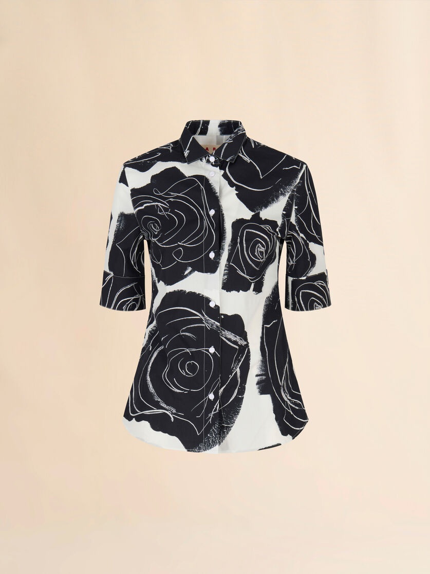 WHITE POPLIN SHORT-SLEEVE SHIRT WITH CYBELE PRINT - 1