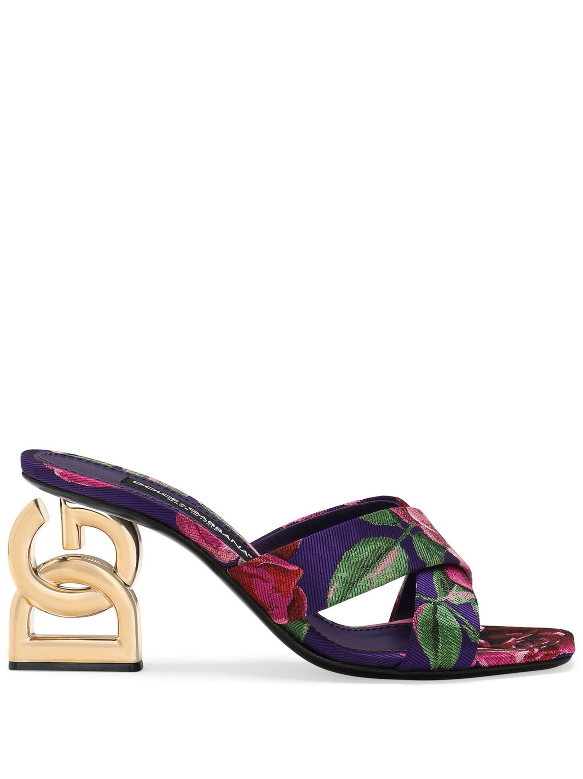 Purple 3.5 75 jacquard mules - 1