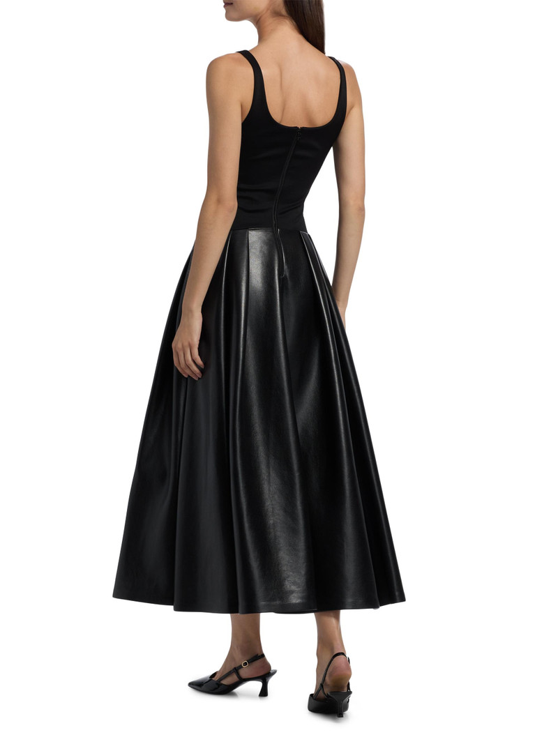 Women's Adley Faux-Leather Drop-Waist Flared Maxi Dress - Black 5