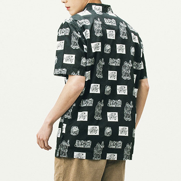 Vans x DUYANAIZI Series Printing Pattern Casual Sports Short Sleeve Black Shirt VN0A5F44ZHA - 5