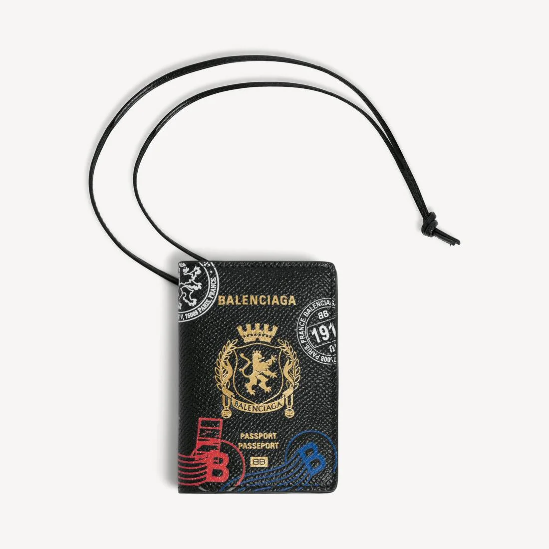 Men's Passport Card Holder Charm in Black/multicolor - 1