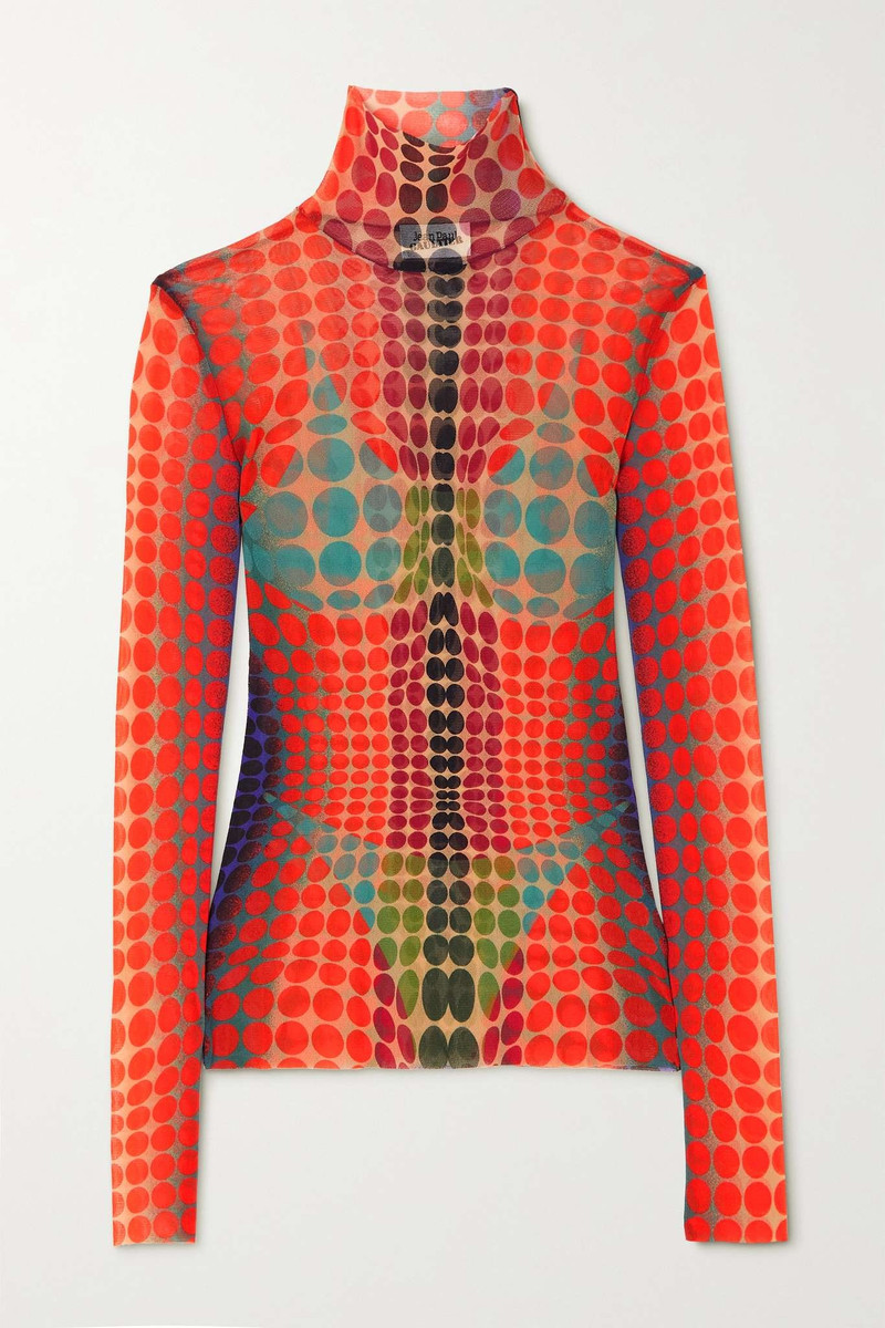 Cyber Dot printed stretch-mesh top - 1