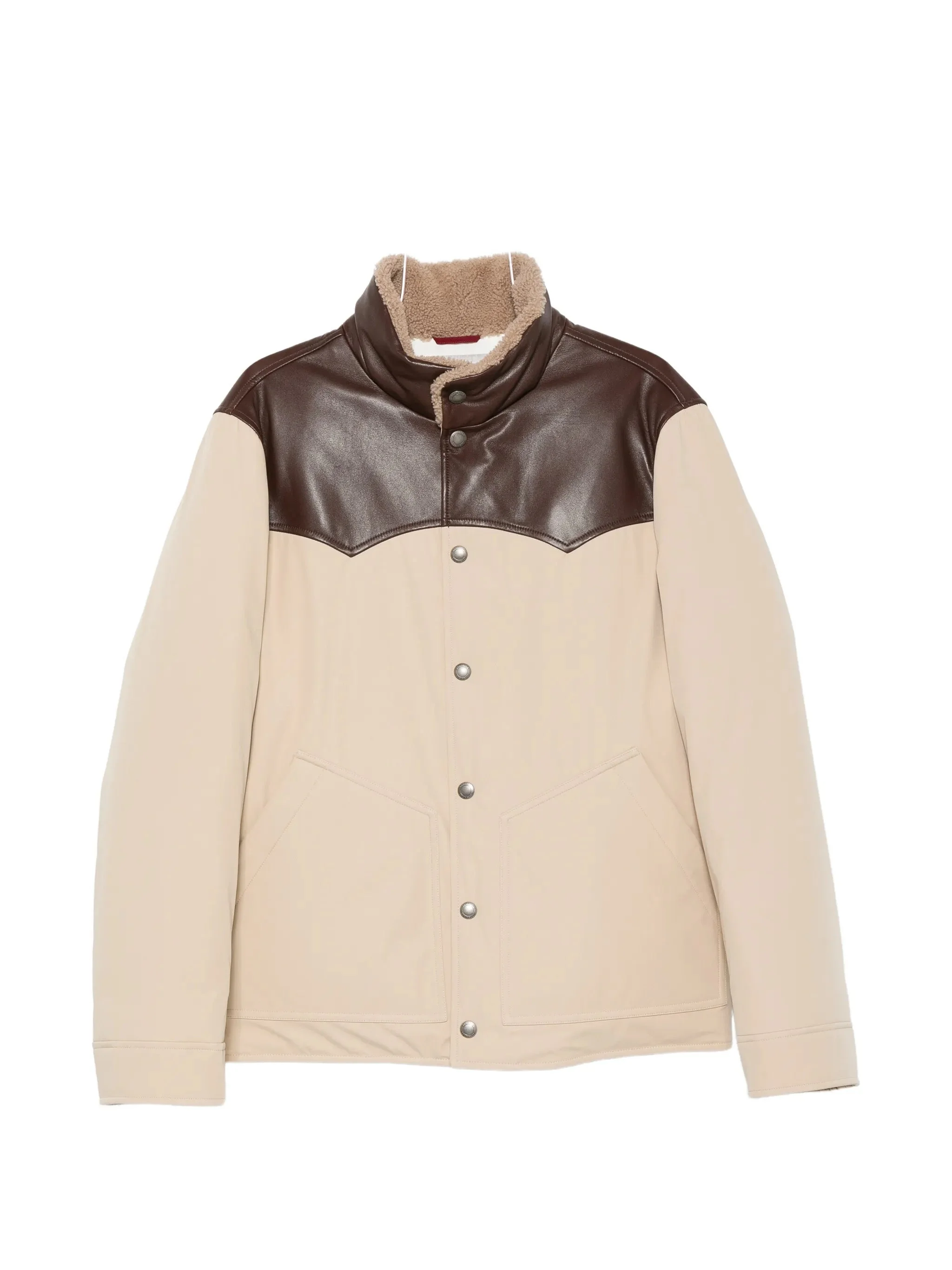 Brunello Cucinelli Shearling-trim Leather-yoke Jacket - 1