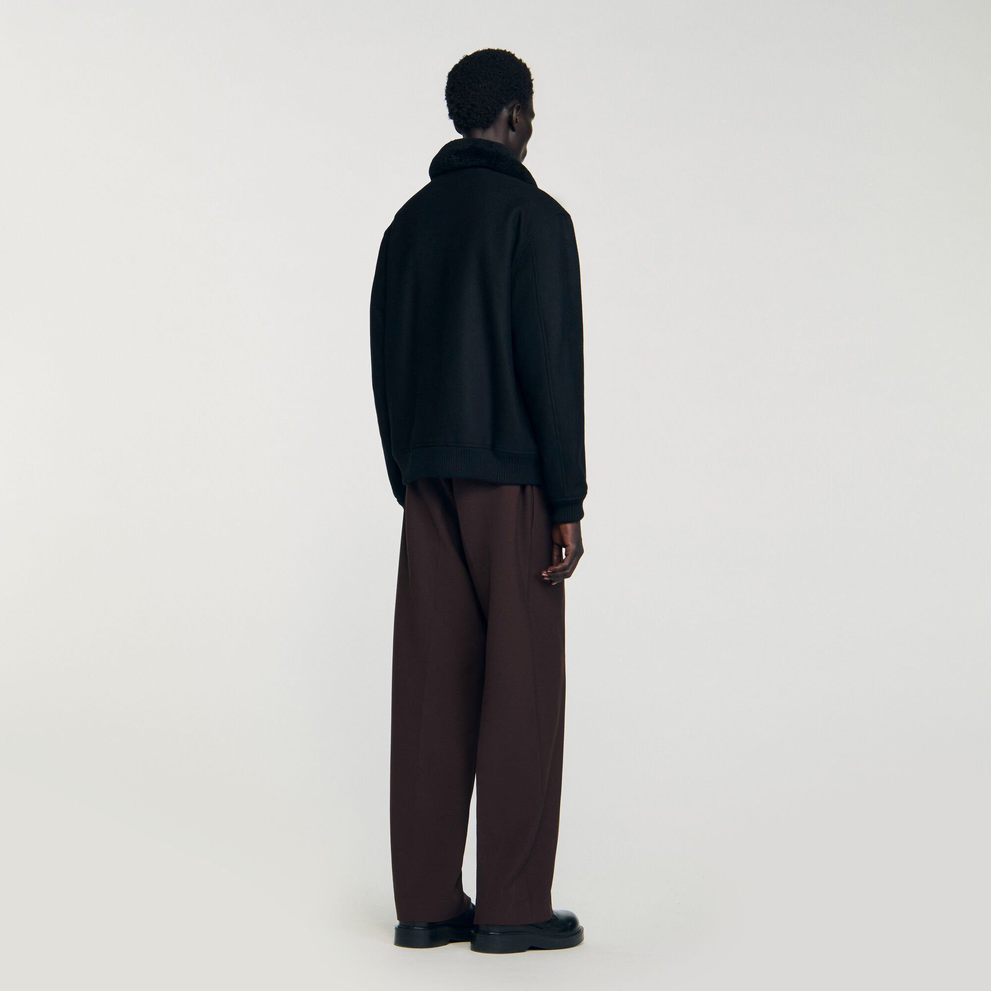 WOOL AVIATOR JACKET WITH SHEARLING - 5